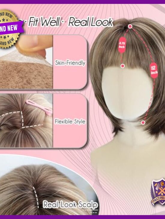 Short Layered Pixie Wig with Bangs, Heat-Resistant Synthetic Fiber, Adjustable main image 6